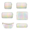 Cosmetic Bags Cases S M L XL Makeup Bag Rainbow Plaid Toiletry Storage Pouch Grid Pattern Outdoor Fanny Pack Travel Wash Cosmetic Bag Gift Organizer 230808