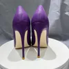 Chaussures habillées Tikicup Spikes Poinry Toe Femmes Violet Mat Talon Haut Party Sexy Ladies Slip On Designer Stiletto Pumps Personnaliser