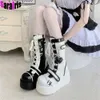 Botas Sweet Gothic Platform Meados da panturrilha Street Autumn Wedges Salto alto Punk Girls Cute Cosplay Shoes For Woman 230807