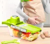 Commercio all'ingrosso Mandolino Affettatrice Coltello per verdure e utensile Lama in acciaio inossidabile Cucina Frutta Pelapatate manuale Trituratore di carote Macchina per tagliare a cubetti Sei funzioni