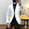 Herenpakken Herenjas Hoge kwaliteit Gentleman Slim Casual Wit pak Grote maten Merken Zakelijke stroom van pure kleurenblazers