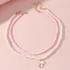 Collane con ciondolo 2023 Collana di perline fatta a mano in stile rosa carino per ragazze 2 pezzi perle d'imitazione choker regali di gioielli a fungo