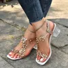 731 Sommarkvinnor Fashion Women's Bling Flowers Transparent Root Open Toe Sandals Woman Shoes 230807 'S B