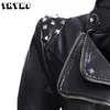 Damenjacken Motorradjacke Leder Nieten Schwarzer Mantel Faux PU Zipper Winter Herbst Gothische Oberbekleidung Ausrüstung großer Größe 230808