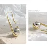 Hoop Huggie Asinlove Creative 18K Gold Ushaped Hook Ball örhängen Dainty Handmade Real 925 Sliver Drop For Women Fine SMEEXKE 230807