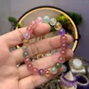 Strand Natural Coloured Crystal Stone Women Handmade DIY Jewelry Reiki Healing Bangle Gift