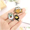 Broches Broches Pin Cartoon Chat Poisson Mignon Pour Les Femmes Drôle De Mode Robe Manteau Chemise Demin Métal Badges Sac À Dos Cadeau Bijoux Drop Delive Dhr04