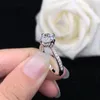 Cluster Rings Pretty Flower Ring 1Ct Round Cut Diamond For Women Wedding Jewelry Solid Platinum 950 R097