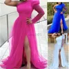 Maternity Dresses Pink Off The Shoulder Tulle Long Robe For Pregnant Side Split Ruffles Bridal Shower Dress HKD230808