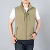 Men's Vests Men Waistcoat Jackets Vest Spring Solid Color Stand Collar Climbing Hiking Work Sleeveless with Pocket M-6Xl Brand Sale 230807