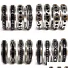 Band Rings 50Pcs Mti-Styles Mix Rotating Stainless Steel Spin Men Women Spinner Ring Wholesale Rotate Finger Party Jewelry Drop Deliv Dh43Y