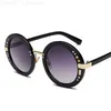 Женская мода раунд с размышлениями солнцезащитные очки черные дизайнерские очки для женщины для женщины с скидкой камней дешевые леди оттенки L230808