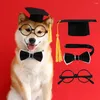 Ropa para perros, 1 Juego de disfraz de graduación para gatos, traje llamativo para mascotas, sombrero para gatos y perros, gafas con cuello