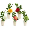 Planters Pots Mini Tanaman Bunga Bonsai Hidup Tidak Layu Bercabang Sutra Bunga Mawar Kantor Pot Rumah R230807