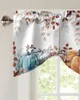 Curtain Autumn Pumpkin Eucalyptus Leaves Window Living Room Kitchen Cabinet Tie-up Valance Rod Pocket