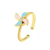 Anneaux De Mariage Coloré Anxiété Anneau Fidget Spinner Pour Bureau Femmes Moulin À Vent Tournesol Tourner Librement Spinning Anti Stress Accessoires