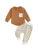 Clothing Sets Born Baby Girl Winter Fall Outfit 0 6 12 18 24 Months 2T 3T Long Sleeve Sweatshirt Tops Plaid Leggings 2Pcs Clothes Set