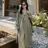 Femmes Trench Coats 2023 Printemps Style Coréen Casual Lâche Ceinture Long Manteau Survêtement Femmes Vintage Élégant De Base Coupe-Vent Veste 8808