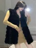 Femmes fausse fourrure gilets femmes 2023 automne hiver coréen élégant solide artificiel sans manches veste femme mi-longueur gilets
