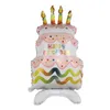 Balões de bolo de feliz aniversário grandes balões de vela colorida de 3 camadas bolo de urso balão para decoração de chá de bebê de festa de aniversário infantil HKD230808