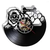 Wall Clocks Chow Design Record Clock Songshi Quan Puppy Dog Breed Decor Carved Gramophone Music Retro