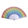 Autres fournitures de fête festive Rainbow Fans Folding Art Colorf Hand Held Fan Accessoire d'été pour la décoration de mariage d'anniversaire Favor Dhfcn