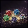 Party Favor 5st Dice Set Handmased Harts Polyhedral Sharp Edge för RPG Rollspelar Bordsspel med Pouch Drop Delivery Home Garden DHKPU