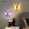 Lâmpada de parede 2023 chegada luxo colorido borboleta lâmpadas led para corredor sala estar cabeceira decoração de casa luminárias de brilho