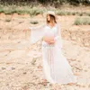 Moderskapsklänningar Boho Maxi Maternity Photography Props Lace Dress Fotograf