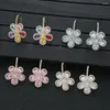 Dangle Earrings Lovely Colorful Flower For Women Wedding Cubic Zirconia Dubai Bridal Costume Jewelry 2023Summer Party E9506