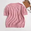 Magliette da donna Moda estiva Decorazione tridimensionale T-shirt a maniche corte Design Sense Nicchia Hollow Ball Top Trend