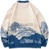 Maglioni da uomo Uomo Hip Hop Streetwear Maglione Harajuku Vintage Stile giapponese Snow Mountain Maglione lavorato a maglia Inverno Pullover casual Maglieria J230808