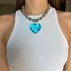 Choker Chunky Heart Necklace / Puffed For Women Rave / Grunge Jewelry Bubble Stor Glass Love Neck Accessories