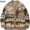 Erkek Sweaters Bolubao Vintage hırka büyük boy kazak erkekler pullover hip hop sokak kıyafetleri gevşek örgü harajuku karikatür örgü kazak erkek j230808