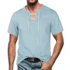 Camisetas masculinas elegantes e confortáveis, decote em V, rendas, borla, jeans, algodão, pacote de bolso grande masculino