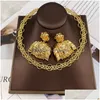 Küpe Kolye Set Mücevherleri Kadınlar için Altın Renk Açıklama Kolye ve S Tasarım Mücevherleri Afrika Dubai Aksesuar Drop de Dhgarden Dhxeb