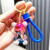 Cute Anime Keychain Charm Key Ring Fob Pendant Light Luxury Diamond-plated Sitting Violent Bear Doll Couple Students Creative Valentine's Day Gift DHL