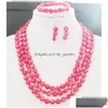 Earrings Necklace Set European Womens Jewelry 3-Layer Coral Decoration Selling Drop Delivery Sets Dhgarden Dhcpb