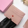 Card Holders Fashion Leather Red Heart Decorated Women's Clip Small And Lightweight Zero Wallet Multi Slot Two Styles