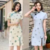 Etnische Kleding 2023 Zomer Chinese Vintage Qipao Meisjes Feestjurken Met Korte Mouwen