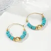 Hoop Earrings 2023 Fashion Bohemia Ethnic Handmade Turquoise Beads Women Girl Spring Summer Jewelry Gifts Wholesale