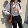 Blouses pour femmes arrivée d'été femmes solide noir en mousseline de soie Blouse à manches longues chemise décontractée coréen BF Style Chic hauts Feminina Blusa