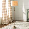 Golvlampor American Retro Iron Wood Art Modern bomullslinne Lampa täcker rak stång vardagsrum ljus sovrum belysning