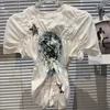 Kvinnors T -skjortor träffar färgtryck för kvinnor rund hals kort ärm bantning casual skjorta kvinnliga modekläder 2023 sommar topp te