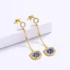 Stud Earrings Est Exquisite Blue Epoxy Round White Zircon 18k Gold Handmade Enamel Earring High Quality Jewelry Gift