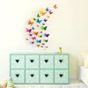 Väggklistermärken 30st 3D PVC Multicolor Butterfly Art DCAL vardagsrum med fast färgfjärilar för heminredning Mural Diy Decals 230808