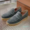 2023-Instapper Echtpaar Britse stijl Slip-on loafer schoenen koe suède zachte zolen casual bonen schoenen Schoenen