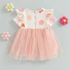 Vestidos de menina Ma baby Dress pesta bayi perempuan gaun kain Tule cetakan bunga musim panas untuk anak cewek