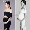 Maternity Dresses Dvotinst Women Photography Props Maternity Slim Dresses Elegant Off-shoulder Pregnancy Dress Studio Photoshoot Photo Clothes HKD230808