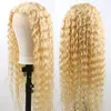 Zoll 613 Honigblond 13x6 lockige Spitzefront-Menschenhaarperücke brasilianische Remy tiefe Welle farbige T-Teil-Frontalperücken für Frauen